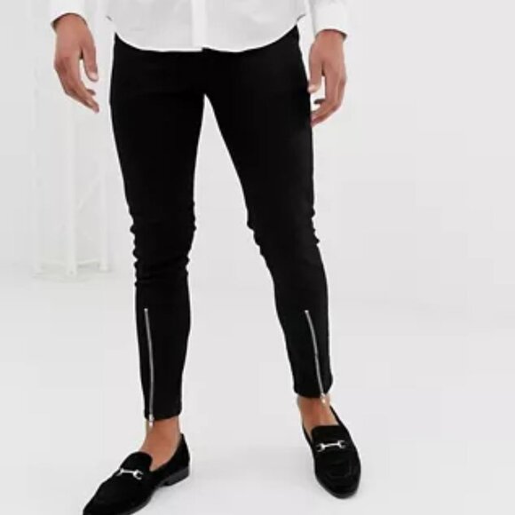 ASOS Other - ASOS DESIGN skinny jeans with zipped hem detail in black Size W32 L30